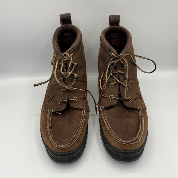 Vintage Ralph Lauren Polo Sport Boots Womens 7‎ Brown Country Ranger Moc Leather - Picture 11 of 16